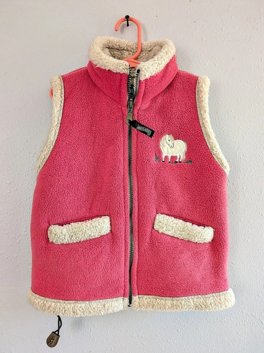 Shire Classics Girls Pink Fleece Sherpa Vest Embroidered Horse Pony Size L